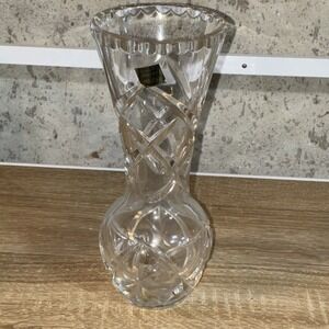 HAND CUT 24% lead  POLAND‎ LEAD CRYSTAL VASE 8" tall